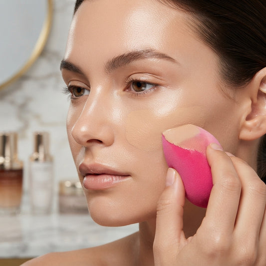 Aymart 5 Pcs Makeup Beauty Sponge Set – Soft Pink Latex Free Foundation Blending Sponges for Liquid Powder Cosmetics
