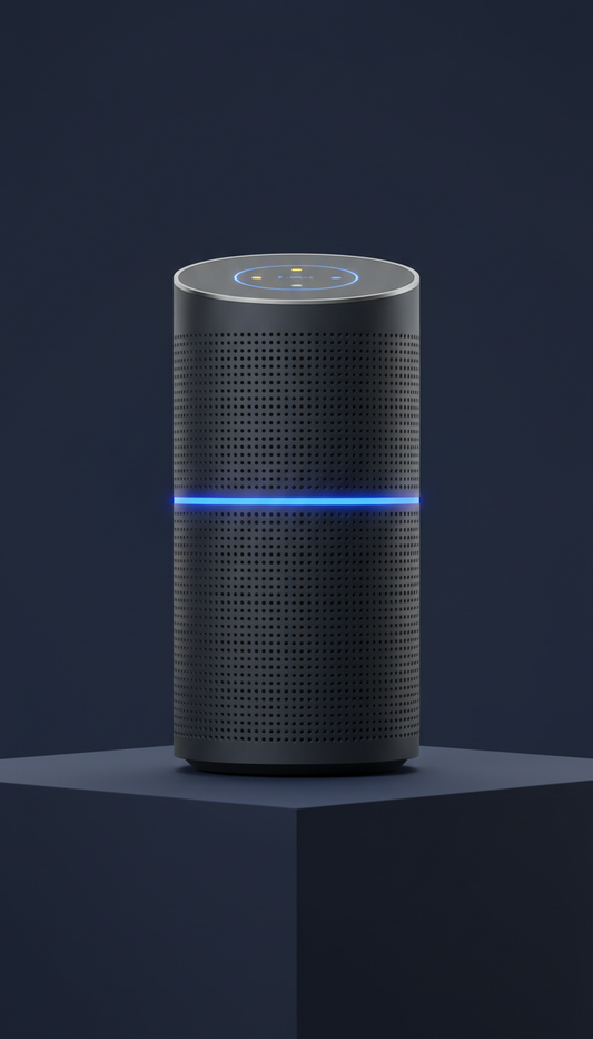 Premium smart home speaker with brushed aluminum finish