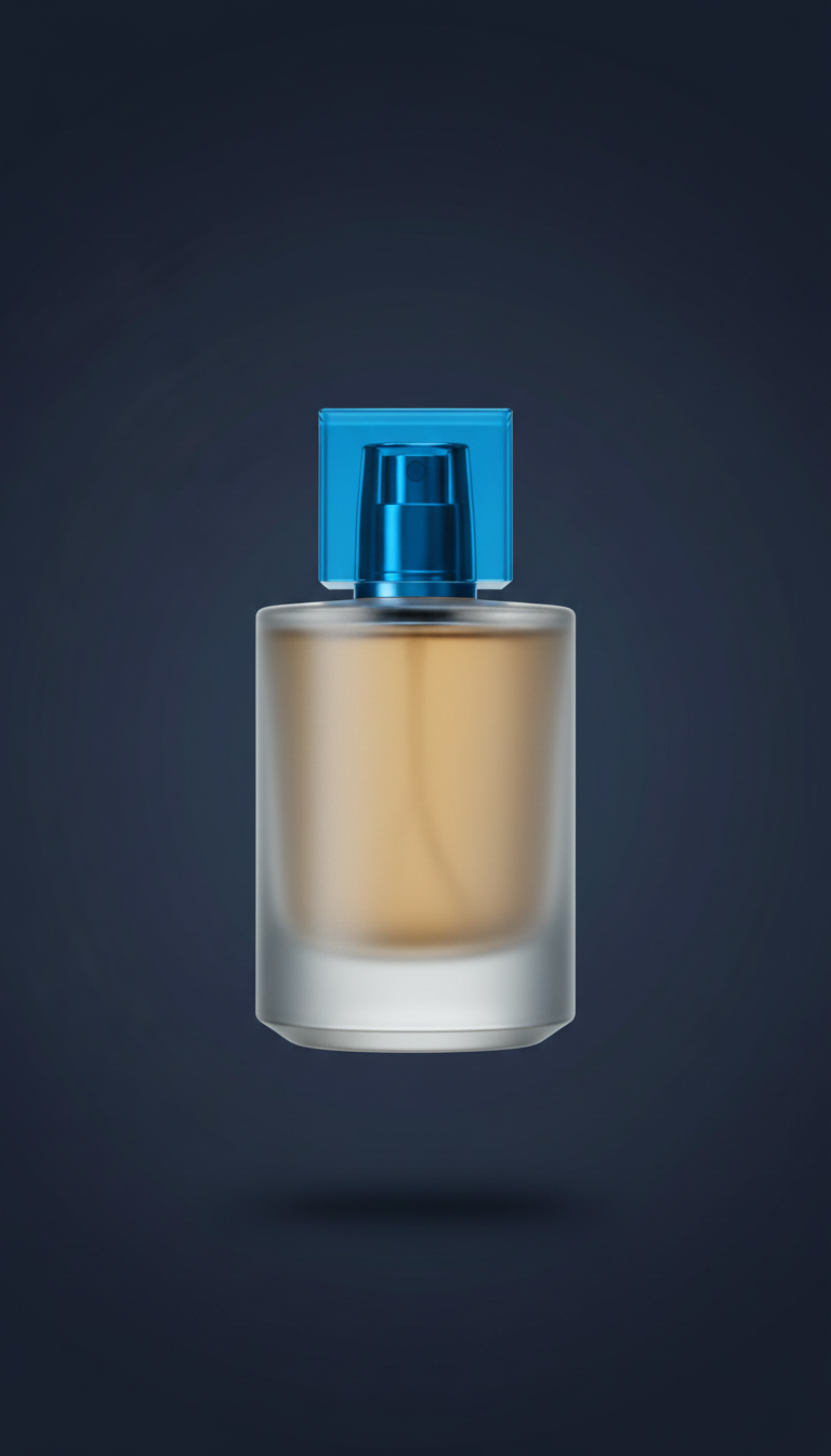 Designer fragrance bottle with sculpted glass