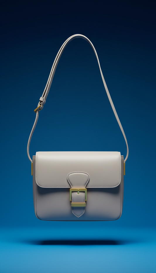 Signature leather crossbody bag with magnetic closure