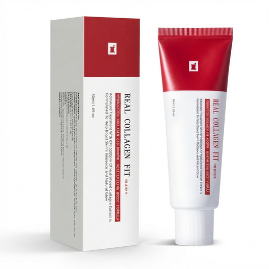 Real Collagen Fit Hydrolyzed Collagen Cream 50ml – Moisturizing Boost Facial Cream for Firm Glowing Skin Anti Aging Set