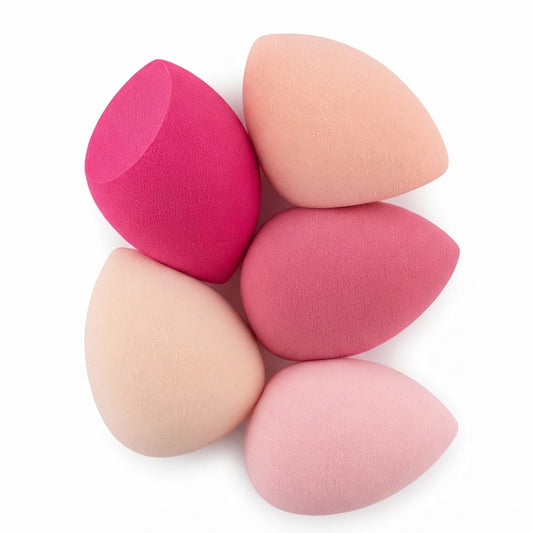 Aymart 5 Pcs Makeup Beauty Sponge Set – Soft Pink Latex Free Foundation Blending Sponges for Liquid Powder Cosmetics