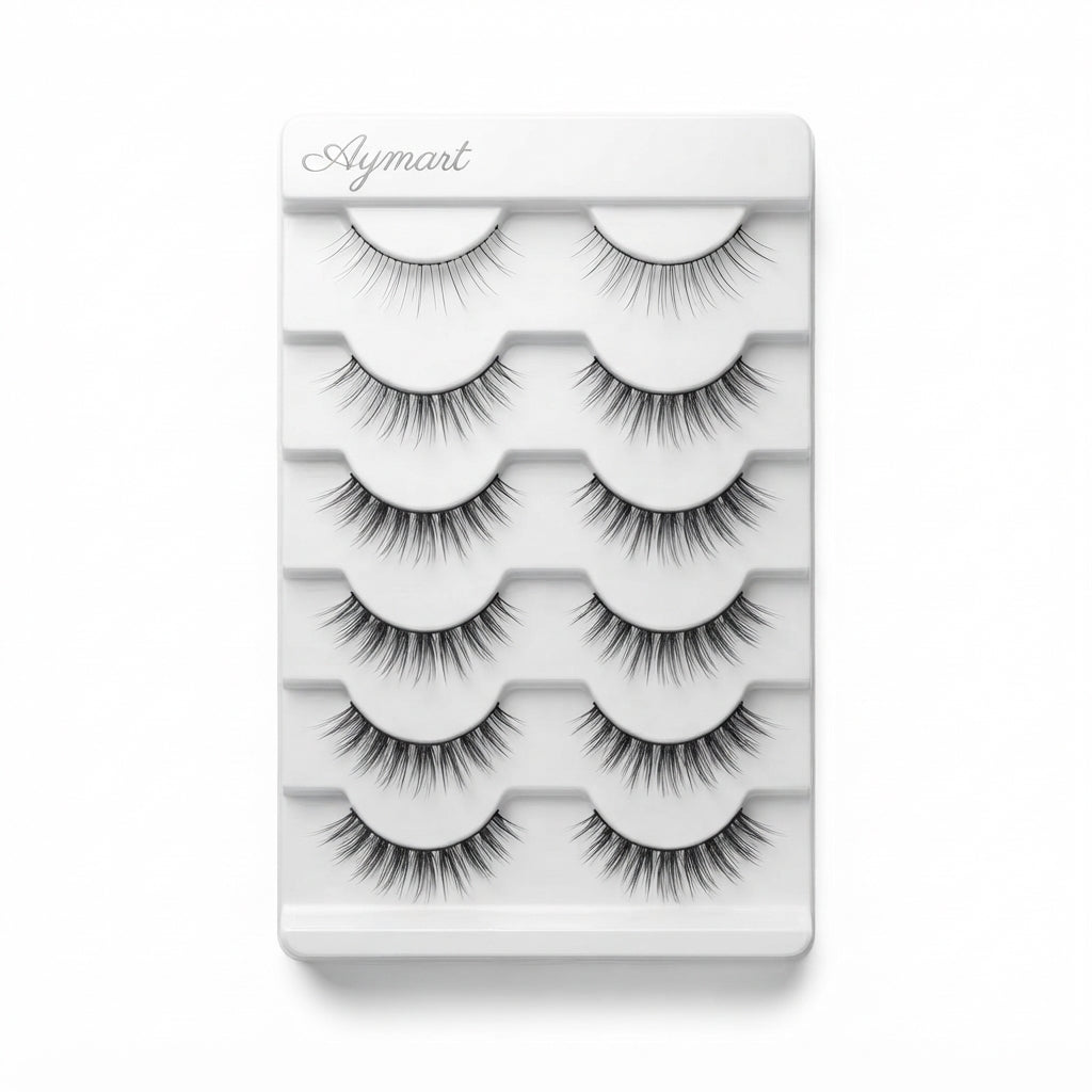 Aymart 10 Pairs Lower False Eyelashes – Wispy Natural Bottom Lashes with Clear Invisible Band for Manga Doll Eye Look